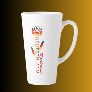 Tasse Latte Rose Drapeau Deutschland Personnalisé Grand