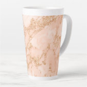 Tasse Latte Rose en marbre parties scintillant d'or abstrait (Angle droit)