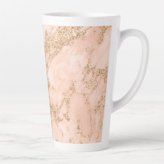 Tasse Latte Rose en marbre parties scintillant d'or abstrait (Droite)