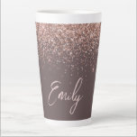 Tasse Latte Rose en terre cuite or bleu Parties scintillant ro<br><div class="desc">Terracotta et or Rose - Blush Pink Faux Foil Métallic Épersion Parties scintillant Script Monogramme Nom Tasse de café en latte. Cela rend le cadeau parfait pour 16 ans,  mariage,  douche nuptiale,  anniversaire,  baby shower ou bachelorette pour quelqu'un qui aime le luxe glam et les styles chic.</div>