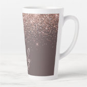 Tasse Latte Rose en terre cuite or bleu Parties scintillant ro (Droite)