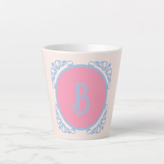 Tasse Latte Rose et bleu personnalisés (Devant)