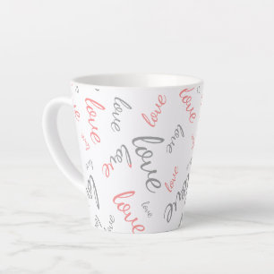 Tasse Latte Rose et Gris Romantiques Amour Script Calligraphié