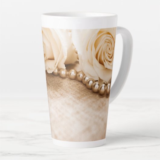Tasse Latte Rose et perles (Angle droit)
