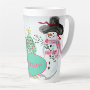 Tasse Latte Rose Et Turquoise