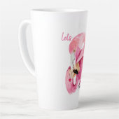 Tasse Latte Rose exotique moderne Flamant rose Aquarelle (Angle gauche)