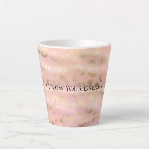 Tasse Latte Rose Féminin Doré Léopard Animal