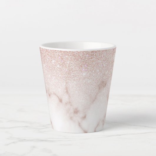 Tasse Latte Rose glamour or blanc Parties scintillant marbre d (Devant)