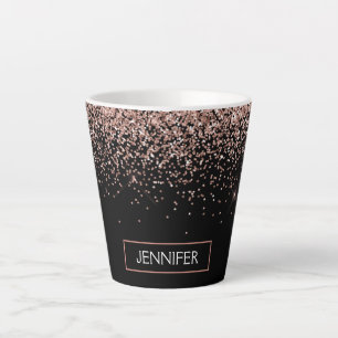 Tasse Latte Rose Gold Blush Parties scintillant rose Monogramm
