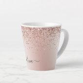 Tasse Latte Rose Gold - Blush Pink Glitter Métal Monogramme No (Angle droit)