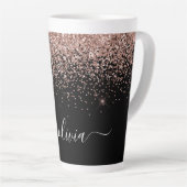 Tasse Latte Rose Gold Blush Pink Parties scintillant Script Mo (Angle droit)