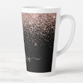 Tasse Latte Rose Gold Blush Pink Parties scintillant Script Mo (Droite)