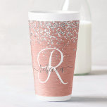 Tasse Latte Rose Gold brossé Parties scintillant métallique No<br><div class="desc">Personnalisez facilement ce design chic et branché en latte avec une jolie parties scintillant brillante en argent sur un arrière - plan métallique brossé en or rose.</div>