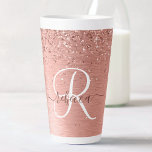 Tasse Latte Rose Gold brossé Parties scintillant métallique No<br><div class="desc">Personnalisez facilement ce design chic et branché en latte avec une jolie parties scintillant en or brillant rose sur un arrière - plan métallique brossé en or rose.</div>