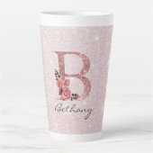Tasse Latte Rose Gold brossé Parties scintillant Monogramme No (Devant)