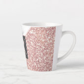 Tasse Latte Rose Gold Faux Parties scintillant Marbre Monogram (Droite)