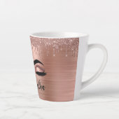 Tasse Latte Rose Gold Glitter Sparkle Eyelashes Monogram (Droite)