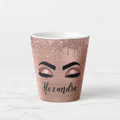 Tasse Latte Rose Gold Glitter Sparkle Eyelashes Monogram (Devant)