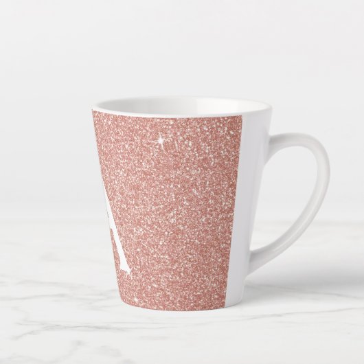 Tasse Latte Rose Gold Sparkle Parties scintillant Monogramme N (Droite)