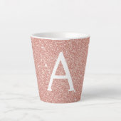 Tasse Latte Rose Gold Sparkle Parties scintillant Monogramme N (Devant)