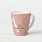 Tasse Latte Rose Gold Sparkle Parties scintillant Monogramme N (Angle droit)