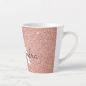 Tasse Latte Rose Gold Sparkle Parties scintillant Monogramme N (Droite)