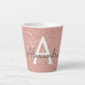 Tasse Latte Rose Gold Sparkle Parties scintillant Monogramme N (Devant)
