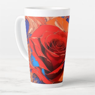 Tasse Latte Rose Marbrée Abstrait Artistique