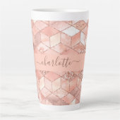 Tasse Latte Rose or cube nom de marbre glittert script (Devant)