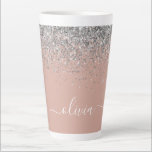 Tasse Latte Rose or rose rose pâle Parties scintillant argent<br><div class="desc">Rose Gold - Blush Pink and Silver Faux Foil Metallic Sparkle Parties scintillant Script Monogramme Nom Latte Coffee Cup Mug. Cela rend le cadeau parfait pour 16 ans,  mariage,  douche nuptiale,  anniversaire,  baby shower ou bachelorette pour quelqu'un qui aime le luxe glam et les styles chic.</div>