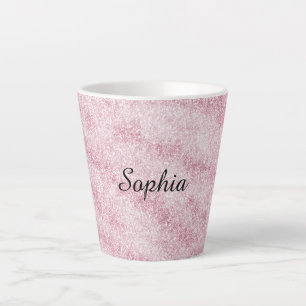 Tasse Latte Rose Pâle Paillettes Étincelles Noël