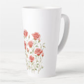 Tasse Latte Rose Pâle Romantique Roses Rouges Mariage (Angle droit)