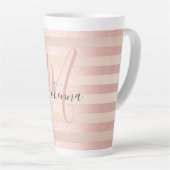 Tasse Latte Rose Parties scintillant or Blush rose Monogramme  (Angle droit)