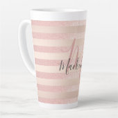 Tasse Latte Rose Parties scintillant or Blush rose Monogramme  (Angle gauche)