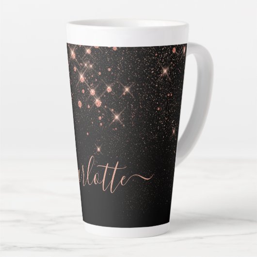Tasse Latte Rose Parties scintillant Or Élégant Script glamour (Angle droit)