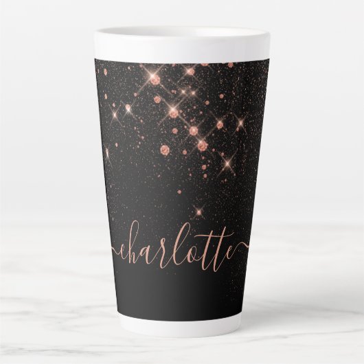 Tasse Latte Rose Parties scintillant Or Élégant Script glamour (Devant)