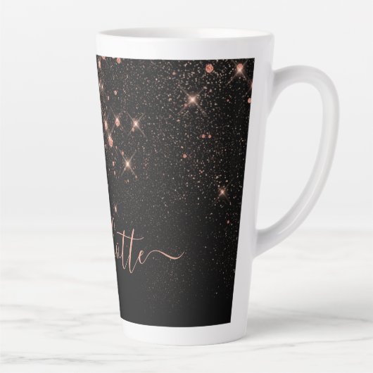 Tasse Latte Rose Parties scintillant Or Élégant Script glamour (Droite)