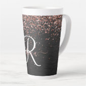 Tasse Latte Rose personnalisé Parties scintillant or noir Étin (Angle droit)