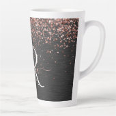 Tasse Latte Rose personnalisé Parties scintillant or noir Étin (Droite)