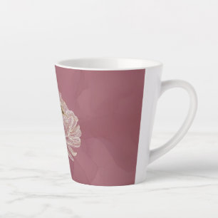 Tasse Latte Rose Poussiéreuse Or Ligne Florale Élégante