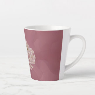 Tasse Latte Rose Poussiéreuse Or Ligne Florale Élégante
