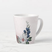 Tasse Latte Rose romantique blanc marine fleurs verdure (Angle droit)