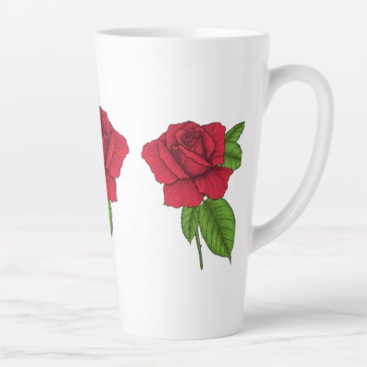 Tasse Latte Rose rouge 2 (Droite)