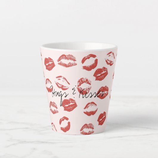 Tasse Latte Rose rouge lèvres Kiss (Devant)
