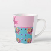 Tasse Latte Rose rouge Shabby Chic Aqua Turquoise Floral Flowe (Droite)