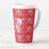 Tasse Latte Rose rouge Shabby Chic Rose Motif Floral Initial (Angle droit)