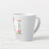 Tasse Latte Rose Ruban Chic Monogramme Latte Gris (Angle droit)