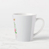 Tasse Latte Rose Ruban Chic Monogramme Latte Gris (Droite)