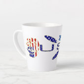 Tasse Latte Rose USA Drapeau bleu Personnalisé (Angle gauche)
