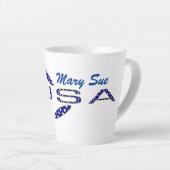 Tasse Latte Rose USA Drapeau bleu Personnalisé (Angle droit)